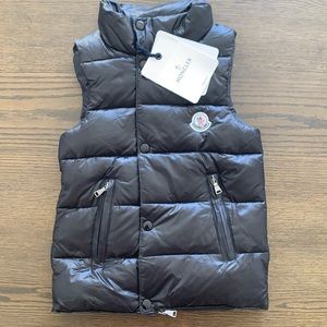 MONCLER boys black logo puffer vest